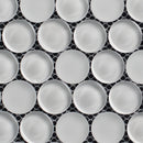 Pattern of white circular bowls on a black geometric background