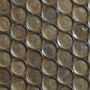 Close-up of glass mosaic tiles with a metallic sheen