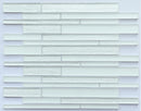 Mosaic tile pattern with horizontal strips on a light gray background