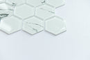 Hexagonal mirror tiles on a white background