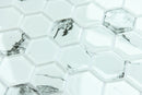 Hexagonal marble tiles with a white and gray pattern