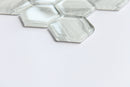 Hexagonal glass tiles on a white background