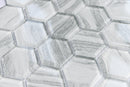 Close-up of hexagonal tile pattern with a metallic sheen