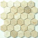 Seaside 2x2 Hexagon Travertine Honed Mosaic Tile - stoneandtiledepot.com