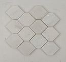 Bianco Nieve Stretch Hexagon Marble Mosaic Tile - stoneandtiledepot.com
