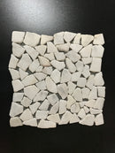 White Carrara Marble Pebble Tumbled Mosaic Tile