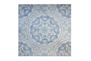 Amelia Iris white marble decorative mosaic tile with soft blue ornamental pattern