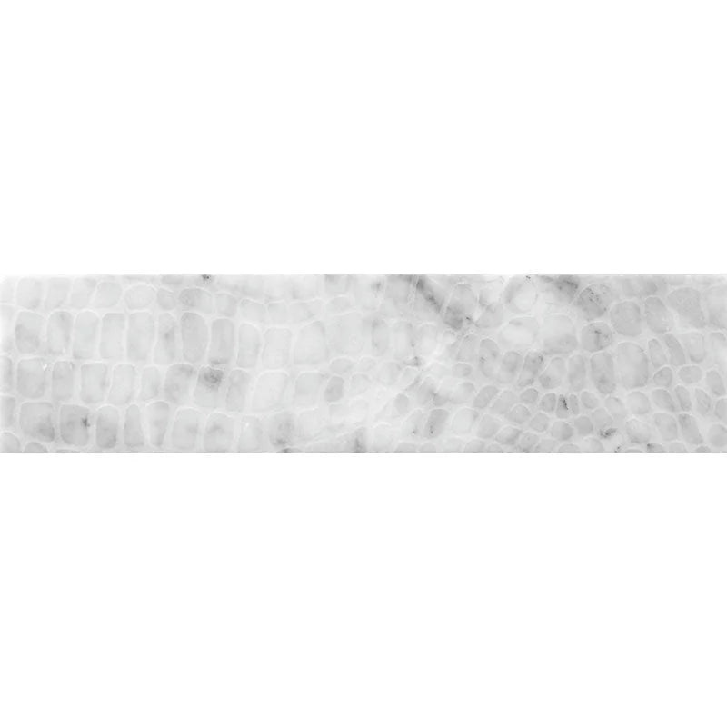 ARTISTIC ETCHED ALLIGATOR CARRARA Bianco Carrara Mosaic Tile.