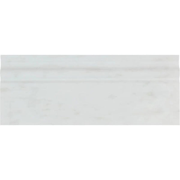 Asian Statuary (Oriental White) Marble 4 3/4x12 Polished Baseboard Molding.