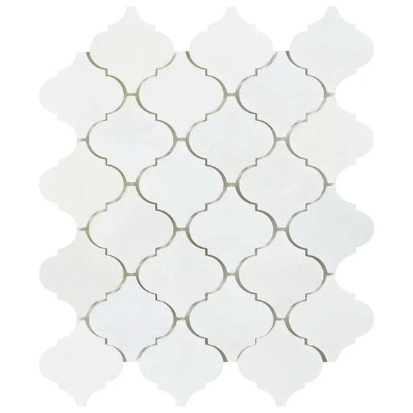 Asian Statuary (Oriental White) Marble Lantern Polished Mosaic Tile.