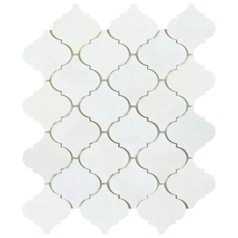 Asian Statuary (Oriental White) Marble Lantern Polished Mosaic Tile.