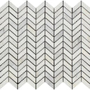 Asian Statuary (Oriental White) Marble Mini Chevron Polished Mosaic Tile.