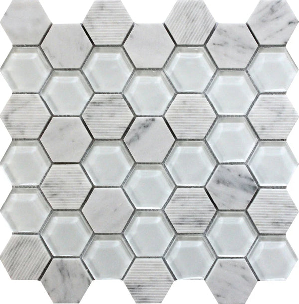 Bali Mantra Carrara Bianco Carrara/ Glass Mosaic Tile.