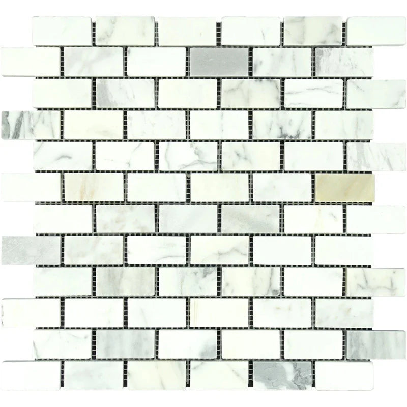 Calacatta Gold Marble 1x2 Polished Mosaic Tile.