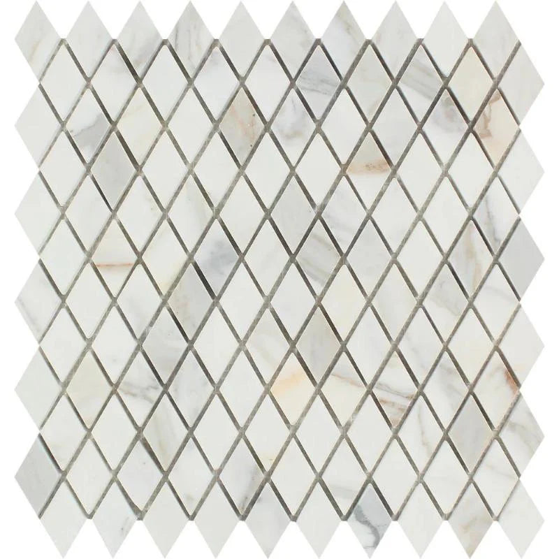 Calacatta Gold Marble Honed 1x2 Diamond Mosaic Tile.