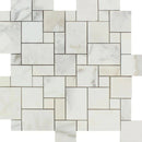 Calacatta Gold Marble Mini Versailles Pattern Polished Mosaic Tile.