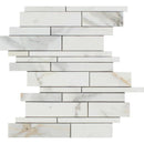 Calacatta Gold Marble Random Insert Strip Polished Mosaic Tile.