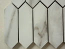 Calacatta polished marble picket mosaic used on a modern luxury shower wall design