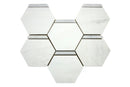 Dolomit Hex with Carrara Strip marble mosaic tile with honed geometric hexagon pattern