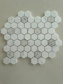 Dolomite hexagon terrazzo mosaic tile featuring elegant white marble and terrazzo accents