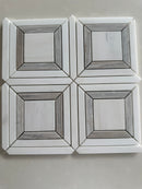 Dolomite and Palissandro honed square strip marble mosaic tile with white and gray natural stone