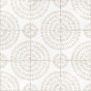 Close-up of Dune Atlantique Bayonne 8x8 decorative porcelain tile showcasing its artisan-inspired geometric pattern