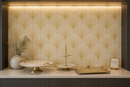 White marble mosaic tile with leaf pattern from Mythology Tile's Elsia Leaves collection, showing a matte finish surface.