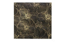 Golden Blossom Nero 18x18 floral decorative mosaic tile by Mythology Tile featuring intricate gold and black floral patterns.