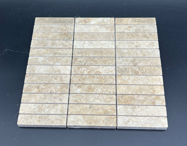 Cappuccino Marble 1x4 Polished Mosaic Tile - stoneandtiledepot.com