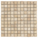 Ivory Travertine 1x1 Tumbled Mosaic Tile.