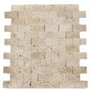 Ivory Travertine 1x2 Split Face Mosaic Tile.