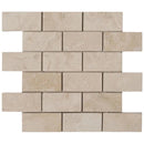Ivory Travertine 2x4 Filled and Honed Mosaic Tile.