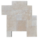 Ivory Travertine 3cm Paver Tumbled Versailles Pattern.