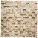 Ivory Travertine 3D 1X1 Split Face Mosaic Tile.