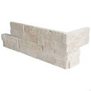Ivory Travertine 6x18 Stacked Stone Ledger Corner.