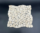 Ivory Travertine Flat Pebble Broken Random Mosaic Tile - stoneandtiledepot.com