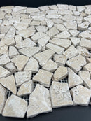 Ivory Travertine Flat Pebble Broken Random Mosaic Tile - stoneandtiledepot.com