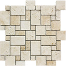 Ivory Travertine Micro Mini Pattern Tumbled Mosaic Tile.