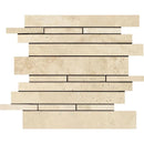 Ivory Travertine Random Insert Honed Mosaic Tile.