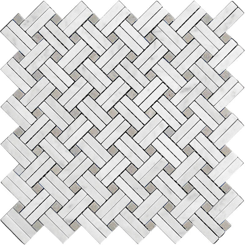 Marbella Andalusia Bianco Carrara / Eastern Beige Mosaic Tile.
