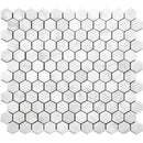 Marbella Carrara Hex 1x1 Honed Bianco Carrara Mosaic Tile.