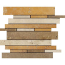 Mixed Travertine Random Insert Honed Mosaic Tile.