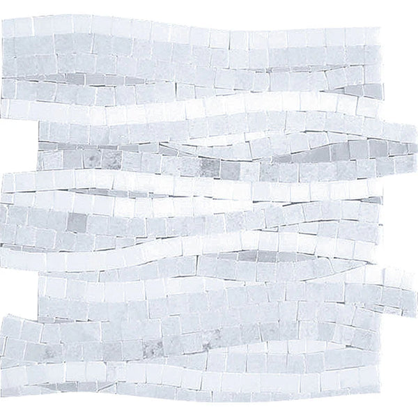 Mykonos Agios Thassos / Blue Celeste / Paper White Mosaic Tile.