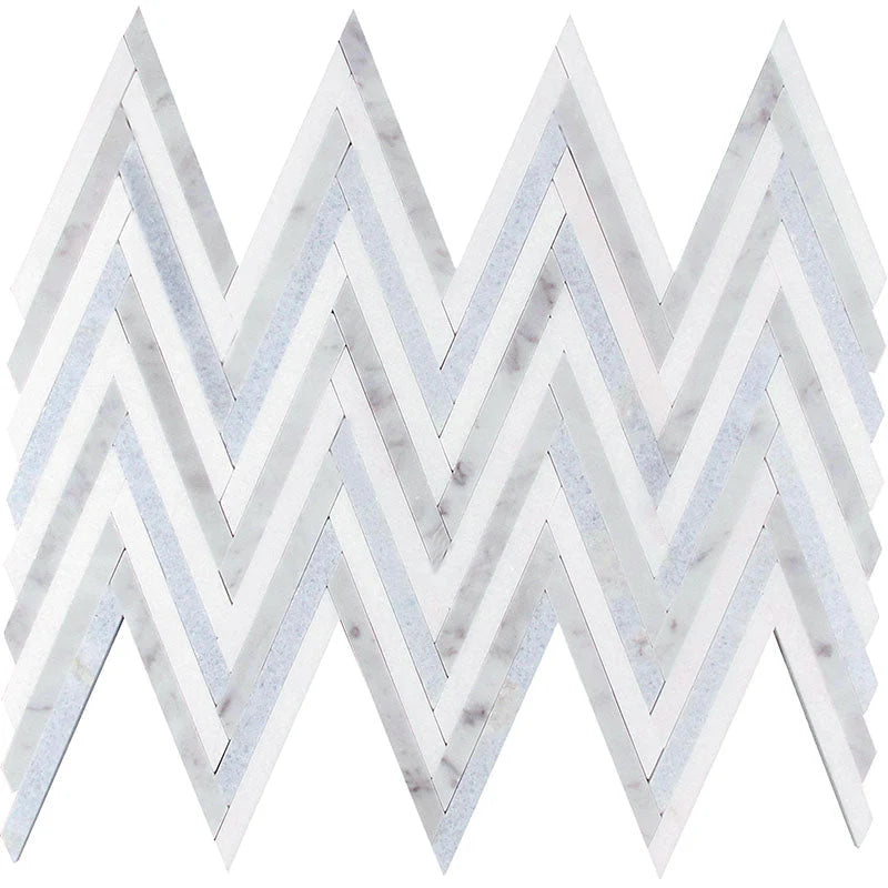 Mykonos Arcadia Thassos/bianco Carrara/blue Celeste Mosaic Tile.