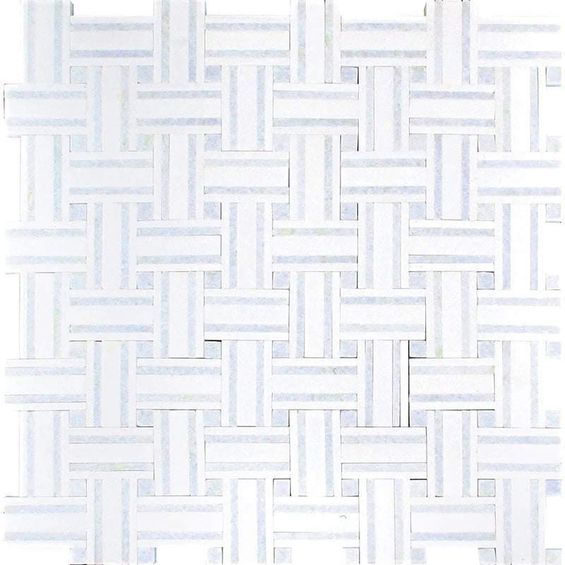 Mykonos Gialos Thassos/blue Celeste Mosaic Tile.