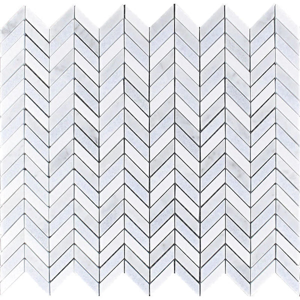 Mykonos Kalafati Thassos/bianco Carrara/blue Celeste Mosaic Tile.