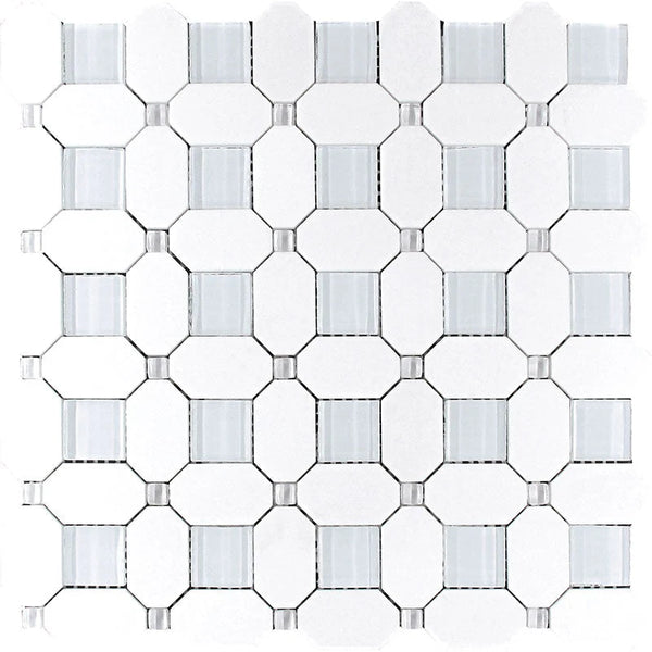 Mykonos Paraga Thassos/glass Mosaic Tile.