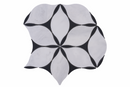 North Star White and Nero Waterjet Honed Marble Mosaic Tile by Mythology Tile, close-up of gray and white marble mosaic pattern