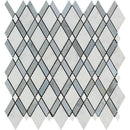 Oriental White Honed Marble Lattice Mosaic Tile (Thassos + Oriental White White + Blue-Gray).