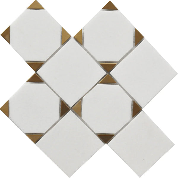 Rockart Thassos Square 9x9 Marble Mosaic Tile.